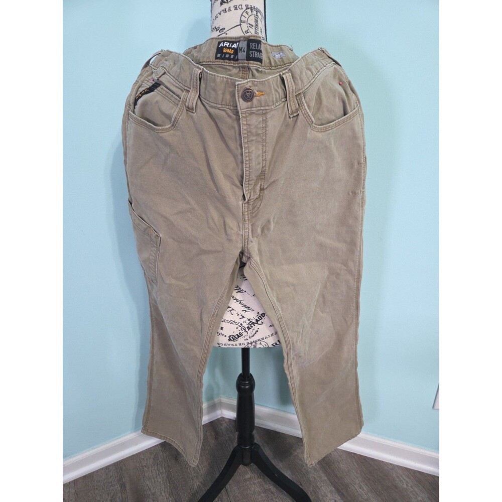 Ariat Work Mens Rebar M4 Relaxed Straight Field Khaki Pants Durastretch 38x30